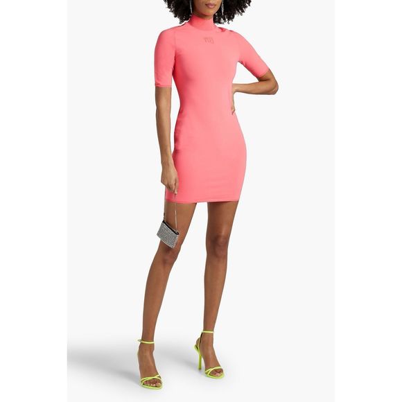 ALEXANDERWANG.T Appliquéd stretch-knit turtleneck mini dress SMALL $450 - Picture 1 of 9